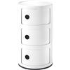 Kartell Componibili Contenitore 3 Elementi, ABS, Base Tonda, Bianco, 32 x 32 x 58.5 cm