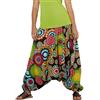 Coline Pantaloni da Harem Donna in Cotone Stampato 3 in 1 (Nero, Taglia Unica)