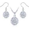 Crystalline Azuria Donna Argento 925 Cristalli Disco Palla Bianco Parure Collana con Ciondolo 45 cm Orecchini Gancetto