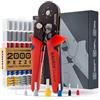 BAURIX® Pinza Crimpatrice Esagonale con 2000 Puntalini Elettrici 0,25-6mm², Crimpatrice Autoregolante per Filo Elettrico, Pinza Crimpatrice Automatica, Pinza Elettricista - Modello:THESEUS (6 Bordi)