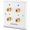 deleyCON Altoparlanti Multimediali Wallbox Scatola di Derivazione a Muro con Spina a Banana Prese per 2 Altoparlante (Rosso/Nero) - Sistema Audio Surround Hi-Fi Home Cinema
