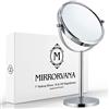 Mirrorvana Specchio Trucco Ingranditore 10X / 1X, Specchio da Tavolo da Bagno, Specchietto Telescopico x10 per Truccarsi, Specchio da Appoggio, 18cm (Cromato)