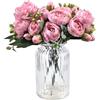 XONOR 4 mazzi di Fiori Artificiali di peonia di Seta Fiori Finti di Gloriosa per la Decorazione Domestica della Festa Nuziale, 5 forchette, 9 Testa (Rosa)