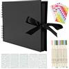 YILEEY Album Fotografico, Scrapbook Album Foto Pagine Nere 80 Pagine, Fai da Te Scrapbooking Set con 10 pennarelli Penne 5 pezzi Stencil 6 pezzi Ddesivi e 2 pezzi Dngoli Foto, Idee Regalo