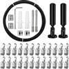 YIXISI 5m Asta Metallica per Tende, con 24 Pezzi Clip per Tendine con Gancio, Acciaio Inox Fune Metallica, per Tenda Immagine Cavo Stendibiancheria Filo (Nero)