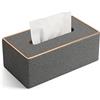 GORESE Porta Fazzoletti, Scatola per Fazzoletti in Pelle Dispenser per Fazzoletti Scatola Decorativa Tissue Box per Casa,Ufficio,Bagno,Auto(Grigio 1)