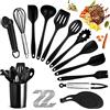 JOTOL Utensili da cucina in silicone di qualità, set da 14 pezzi, anti-graffio e resistente al calore, include spatola cucchiaio frusta
