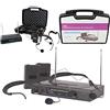 RCE RadioMicrofoni QTX Wireless Senza Fili: 2 x Microfono ad Archetto + 1 Ricevitore + Valigia