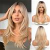 HAIRCUBE Tenda Bangs Natura Parrucche a strati per le donne Advanced Hierarchical Hairstyle Fibra sintetica resistente al calore (radice scura ombre biondo chiaro)