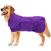 Geyecete Accappatoio Microfibra per Cane, Asciugamano per per Animale Domestico Asciugatura Rapida e Super Assorbente Cappotto Telo da Bagno con Cintura Elasticizzata-Viola-S