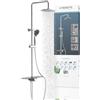 SCHÜTTE AQUASTAR - Set doccia con soffione e soffione doccia a pioggia, regolabile in 5 posizioni, colore: Cromo/Nero