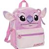 Disney Lilo and Stitch - Zaino per ragazze, motivo: angelo, peluche 3D, per la scuola, per il pranzo, rosa, Taglia unica