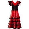 La Senorita Vestito Flamenco Spagnolo/Costume - Donna - Nero/Rosso
