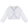 inlzdz Cardigan Elegante Invernale Bambina Regazza Cappotto con Fiocco Maniche Lunghe Bolero Coprispalle Aperto Autunno Giacca per Matrimonio Compleanno Partito Bianco 13-14 anni