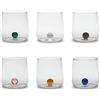 Zafferano Bilia Tumbler - Set di 6 bicchieri da acqua trasparenti con sfera di 6 diversi colori