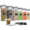 Wildone Set di 6 contenitori ermetici con capacità di 4 litri e coperchio a prova di perdite nero per cereali e alimenti secchi (zucchero, farina, ecc.)