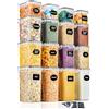 GoMaihe Scatola portaoggetti da cucina, confezione da 16, barattoli ermetici alimentari in plastica sigillati con coperchio, per conservare cereali, pasta, farina, cibo per animali domestici