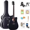 Rosen Chitarra acustica 4/4 Guitar 41 pollici Chitarra in per principianti Bundle con libro, borsa imbottita, corde, plettri, accordatore, chiave a brugola, tracolla, nero