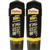Pattex 100% Multiuso Universale, Colla Trasparente con Forte Presa Iniziale, Attaccatutto Forte per Metallo, Plastica, Legno, Pietra, ecc., 1x100g (Confezione da 2)