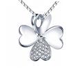 Forfamilyltd L'oro bianco placcato argento Sterling Quadrifoglio con la collana del pendente della CZ Donna