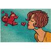 Baroni Home Zerbino da Esterno in Cocco Dipinto a mano con Base in PVC, Tappeto da Esterno Ultraresistente e Facile da Pulire, Pop Art Smack, 60x40 cm