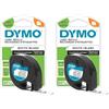 DYMO LetraTag etichette in plastica, autentico, stampa nera su bianca, 12 mm x 4m Roll, autoadesiv, per le etichettatrici DYMO LetraTag (Confezione da 2)