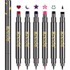 Erinde Set 6 Pezzi Eyeliner Liquido Doppia Punta con Timbro, Colorato Waterproof Lunga Durata, Asciugatura Rapida Alta Pigmentazione, Strumento Facile per Trucco Creativo di Halloween e Carnevale