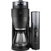 Melitta AromaFresh Pro X - Macchina da caffè con macina, macchina da caffè con filtro con caraffa in vetro e serbatoio dell'acqua rimovibile, per un massimo di 10 tazze di caffè, nero/argento