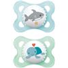 MAM Ciuccio originale | 0-6 mesi | Ciuccio per neonati | 94% accettazione | adatto per l'allattamento | consigliato dalle ostetriche | delicato sui denti | silicone SkinSoft | squalo/tartaruga | 2