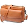 HNOOM Mini Borsa Tracolla per Cellulare RFID Blocco Portafoglio Donna Doppia Cerniera Pelle Vera Borsa portafoglio donna tracolla con 18 Carte Borsa Porta Cellulare (Marrone)