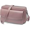 HNOOM Mini Borsa Tracolla per Cellulare RFID Blocco Portafoglio Donna Doppia Cerniera Pelle Vera Borsa portafoglio donna tracolla con 18 Carte Borsa Porta Cellulare (Rosa)