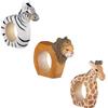 your castle Set di 3 Anelli Portatovaglioli, la Fauna Selvatica dell'Africa: Leone, Zebra, Giraffa, intagliata a Mano e Dipinto a Mano, Circa 9x7x2 cm