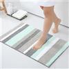 Homaxy Tappetino da bagno antiderapant,tappeto da bagno a righe in morbida microfibra, tappetino da bagno assorbente a pelo lungo, lavabile in lavatrice, 50 x 80 cm, verde/grigio