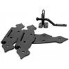 DOJA Barcelona | Set Cerniere Ferro Battuto e Chiusura | Cerniera a T 150x45x185x2,5mm | Serratura 48x38x58mm | Acciaio Zincato Nero | Set Cerniera Ferro Battuto Porte Legno per Interni ed Esterni