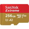 SanDsik SanDisk 256 GB Extreme scheda microSDXC per gaming mobile, fino a 190 MB/s, prestazioni app A2, UHS-I, Classe 10, U3, V30