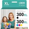 Lemero 300 XL Compatibile per Cartucce HP 300 per HP Deskjet F4580 F4240 F4280 Envy 110 114 120 Photosmart C4680 C4780 D110a Nero e Colore