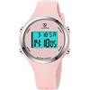 aswan watch Orologio digitale da donna con sveglia, display notturno, luce LED, cronometro, calendario, indicatore orario 12/24 ore, orologio sportivo leggero da donna con cinturino in silicone