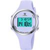 aswan watch Orologio digitale da donna con sveglia, display notturno, luce LED, cronometro, calendario, indicatore orario 12/24 ore, orologio sportivo leggero da donna con cinturino in silicone