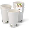 BIOZOYG 50x bicchierini caffè 180 ml / 7.5 oz bianco con motivo ambientale - bicchieri carta senza plastica e con materiali sostenibili - bicchierini caffe carta