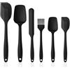 YIQI Set di 6 spatole in silicone resistente al calore con utensili da cucina in acciaio inox antiaderente per cottura, cottura e miscelazione (nero)