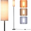 Homuserr Lampada da Terra, Lampada da Lettura Moderna LED Dimmerabile 9W con 3 Temperature Colore, Lampada da Terra con Paralume in Lino e Interruttore a Pedale per Soggiorno, Camera da Letto