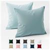 Dreamzie Federe 80x80 Cotone Rinforzato (Set da 2) - Blu Chiaro - Trama Fitta a 57 Fili/cm² - Federe Cuscini 80x80 cm - Federe Cuscino 80x80 Certificate Oeko Tex - Dreamzie