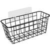 Jinlaili Mensola Doccia Adesivo, Cesto Porta Oggetti Metallo, Stoccaggio Portaoggetti da Bagno Senza Foratura, Organizzatore della Doccia, Ripiano per Bagno Cucina, Nera, 27.3 x 12.2 x 11.8 cm