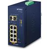 Planet IP30 Ind 8-P 10/100/1000T 802.3at Poe + 2 Porte 100/1000X, IGS-1020PTF (802.3at Poe + 2 Porte 100/1000X SFP Ethernet Switch)