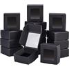 BENECREAT 30 Pack Scatola di Cartone Pieghevole Nera con Finestra Trasparente 6.5x6.5x3cm Contenitore di Gioielli Regalo Contenitore Superiore per Torta, Cioccolato e Biscotti