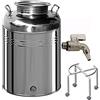BELVIVERE Contenitore Fusto bidone Olio Inox 18/10 Made in Italy con Rubinetto e piedistallo con Ruote (50 lt)