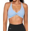 Danysu Reggiseno sportivo senza schiena, morbido da allenamento, con reggiseno imbottito rimovibile, reggiseno per yoga, # 2. Twirl frontale azzurro cielo, L