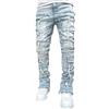 Vagbalena Jeans Elasticizzati Slim Fit Strappati da Uomo Pantaloni a Matita in Denim Skinny Elasticizzati Jeans Aderenti a Gamba Dritta sfilacciati impiombati tintura arrotolata (Blu Chiaro,S)