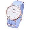 Luca Barra OROLOGIO CON CASSA IN ACCIAIO, IP ROSA E CINTURINO IN TESSUTO SPIGATO CELESTE