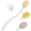 LFJ Spazzola Bagno Schiena, 3 in 1 Spazzola Corpo con Lunga Maniglia, Spazzola da doccia per Anti Cellulite, Esfoliante, Pulire Pori Spugna Doccia